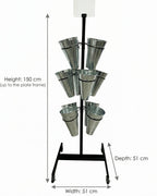 Drehbarer Blumenstaender mit 12 Metall-Eimern und Rollen – Höhe 150 cm, ideal für Blumenladen und Präsentation - Metall 5