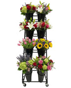 Blumenständer Kunststoff mit 8 Eimern befüllt mit Frischblumen für Verkauf und Präsentation - Kunststoff 2