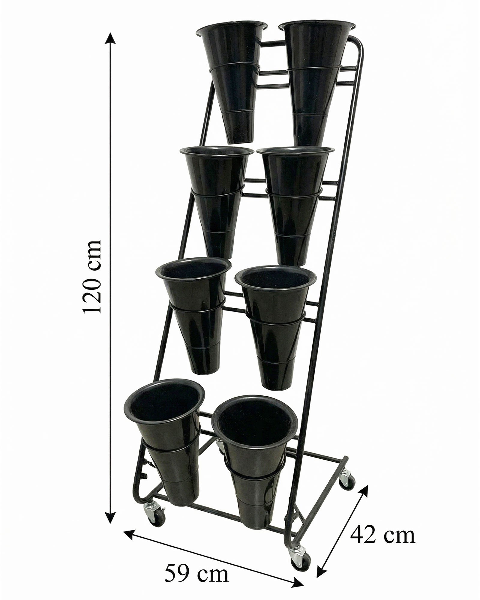 Abmessungen Blumenständer Kunststoff mit 8 Eimern Höhe 120 cm Breite 59 cm Tiefe 42 cm - Kunststoff 5