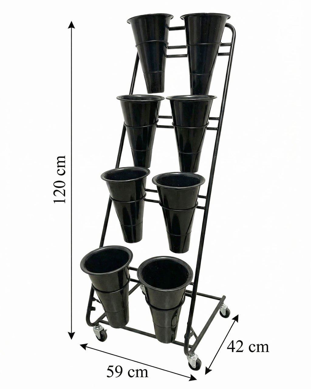 Abmessungen Blumenständer Kunststoff mit 8 Eimern Höhe 120 cm Breite 59 cm Tiefe 42 cm - Kunststoff 5