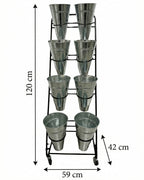 Abmessungen Blumenständer Metall mit 8 Eimern Höhe 120 cm Breite 59 cm Tiefe 42 cm - Metall 5